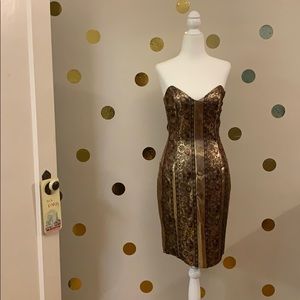VINTAGE (1988) gold cocktail dress boho